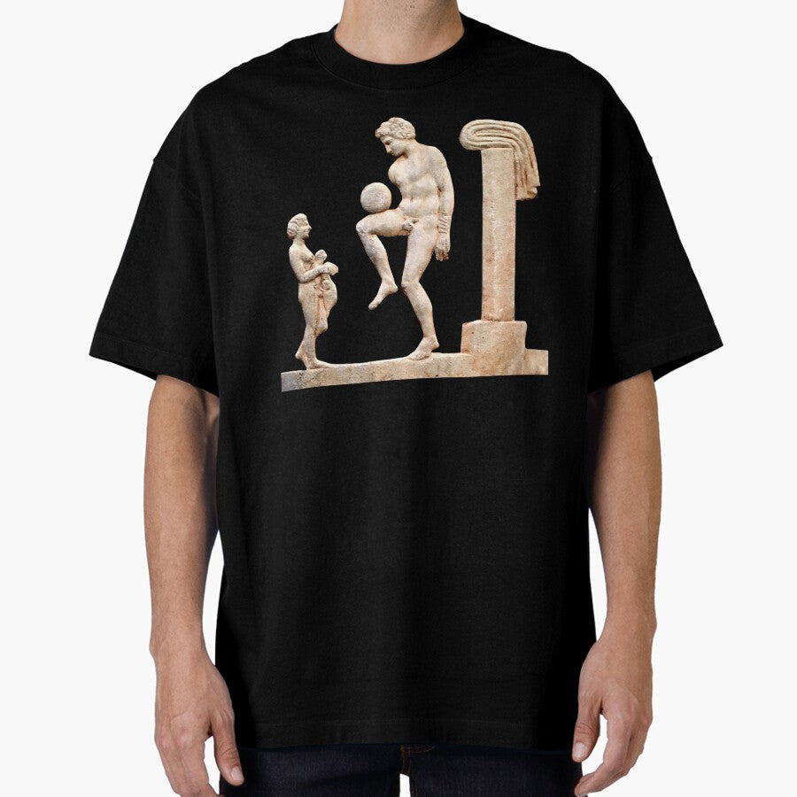 Ancient Greek Football/Soccer Player (On Blue) Oversized T-Shirt