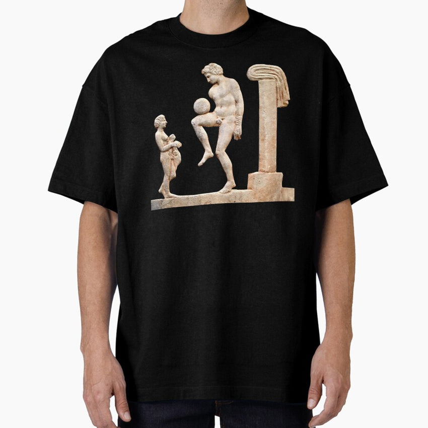 Ancient Greek Football/Soccer Player (On Blue) Oversized T-Shirt