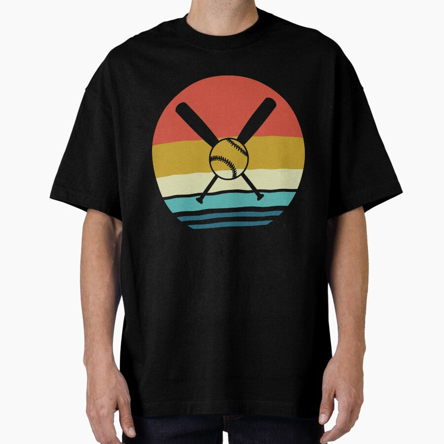 BaseBall - Vintage Retro BaseBall Bat - BaseBall Player Gift Oversized T-Shirt