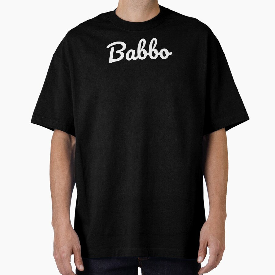 Babbo Written In White Script Font Oversized T Shirt
