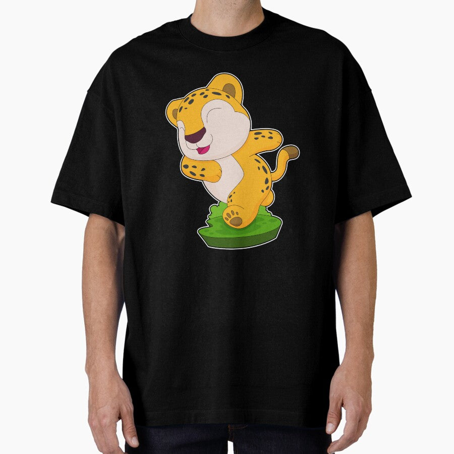 Cheetah Runner Running Sports Oversized T-Shirt