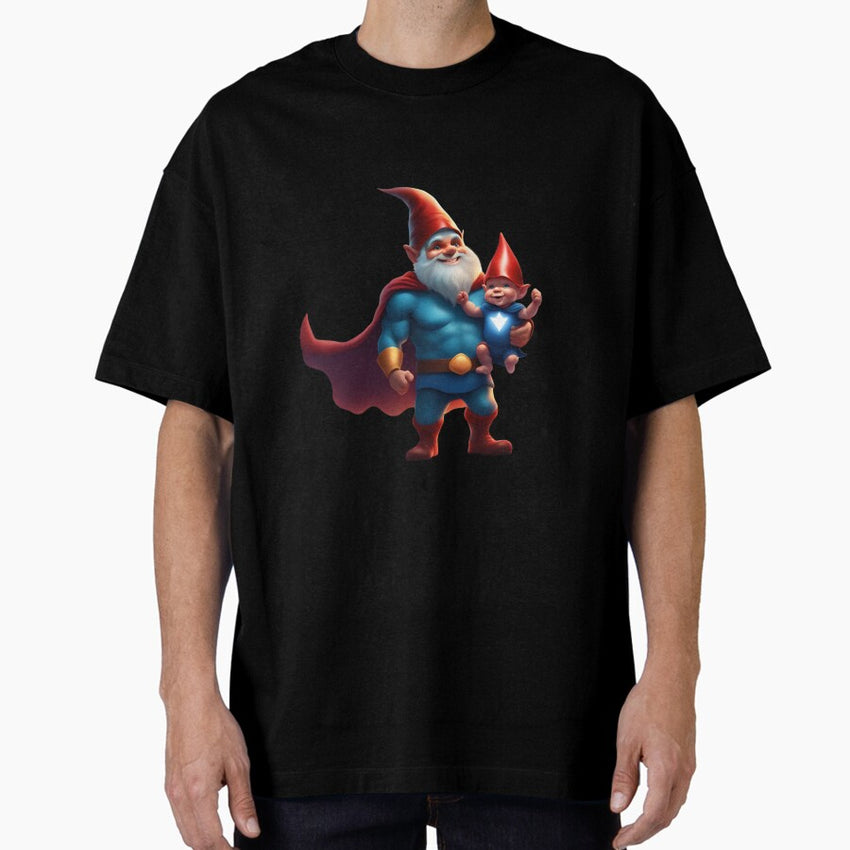 A Father's Day Gnome as a superhero dad Oversized T-Shirt
