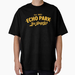 Echo Park Los Angeles - Yellow Typographic Logo Design Oversized T-Shirt