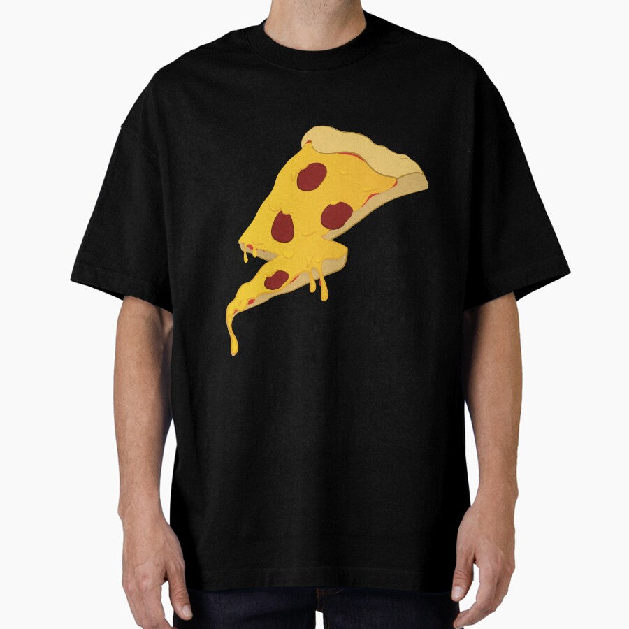 Cheesy Pepperoni Pizza Lighting Bolt Oversized T-Shirt