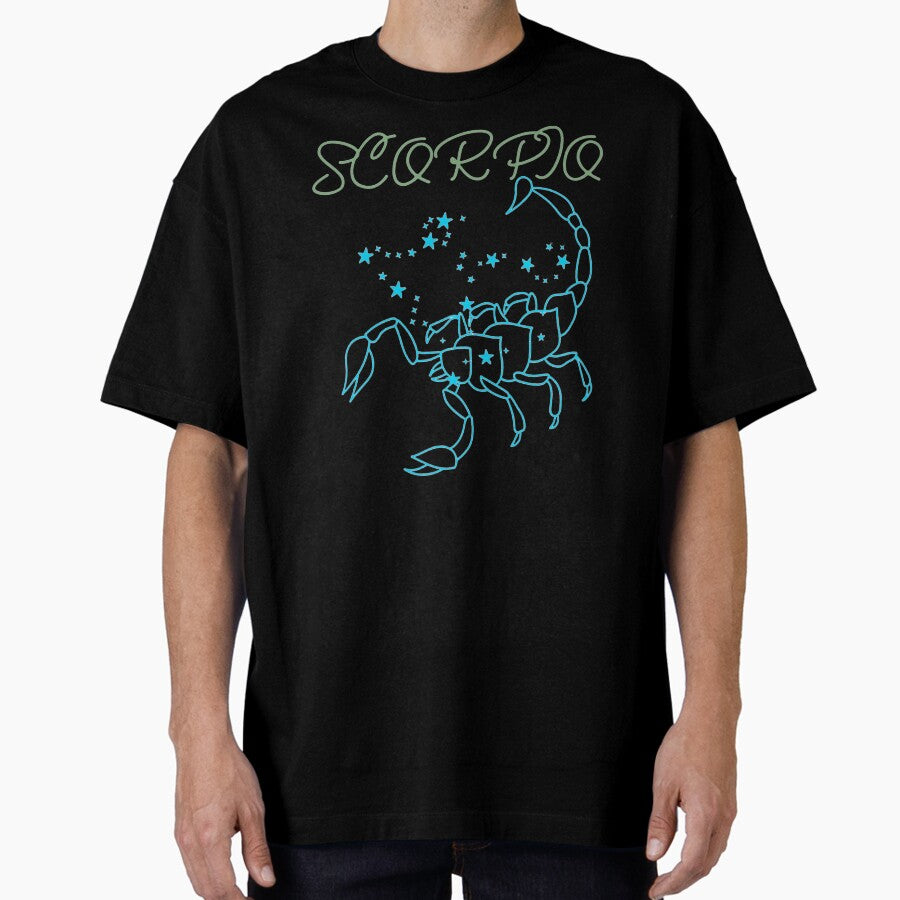 Mystic Intensity – Bold Scorpio Zodiac Design Stickers Oversized T-Shirt