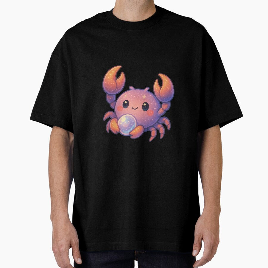 Kawaii Fantasy Crab Illustration Oversized T-Shirt
