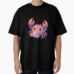 Kawaii Fantasy Crab Illustration Oversized T-Shirt