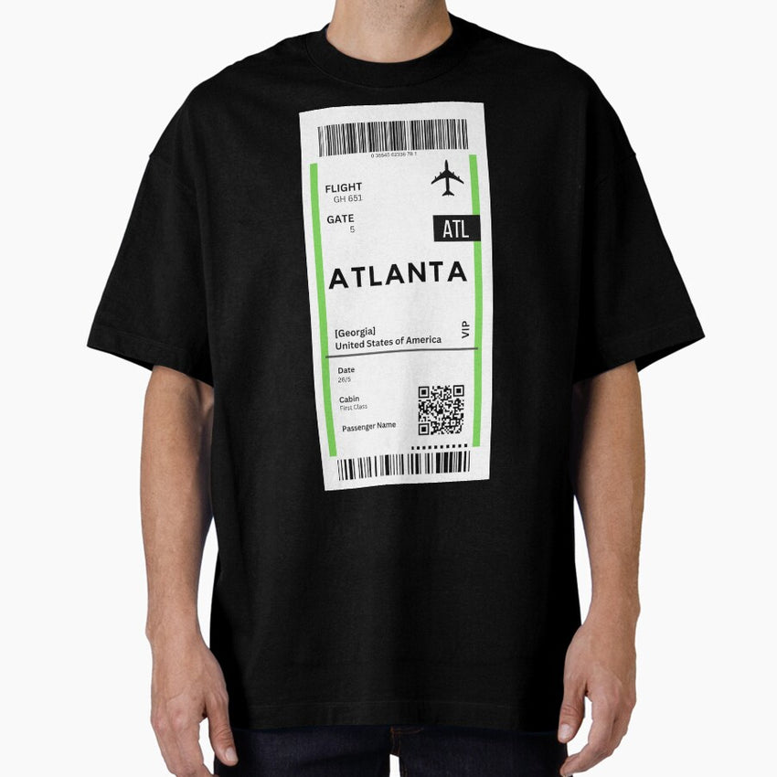 Atlanta, Georgia Airplane Boarding Pass Oversized T-Shirt