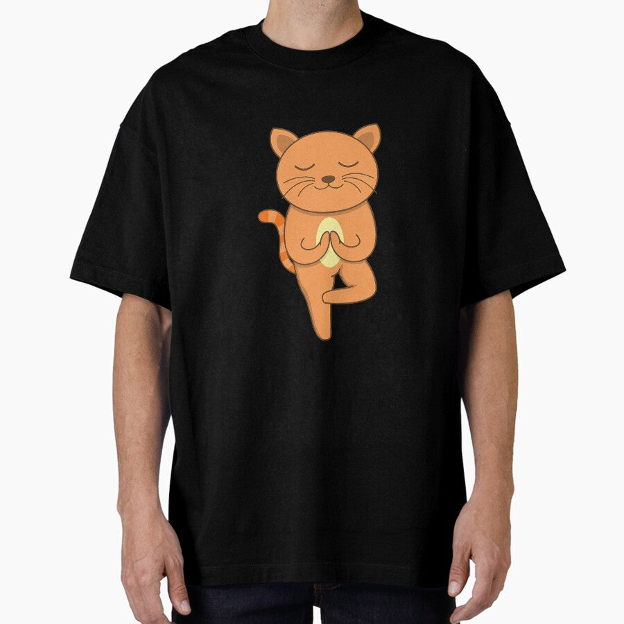 Yoga Cat Cat Lover Namaste Cat Yoga Oversized T-Shirt