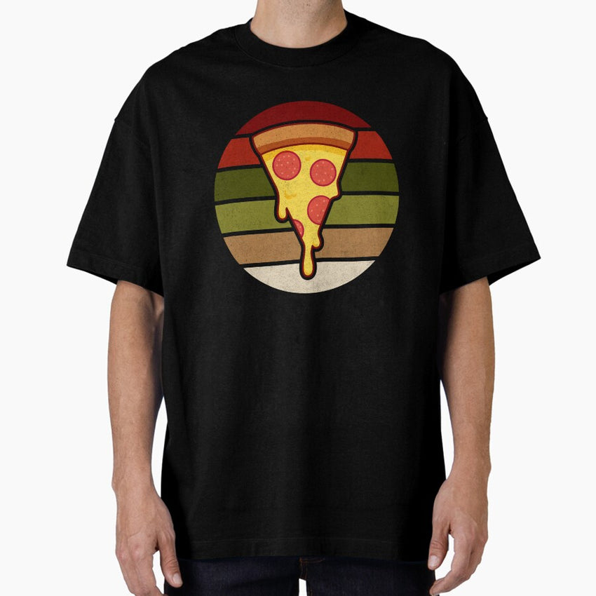 Retro Funny Good People Eat Good Pizza Oversized T-Shirt