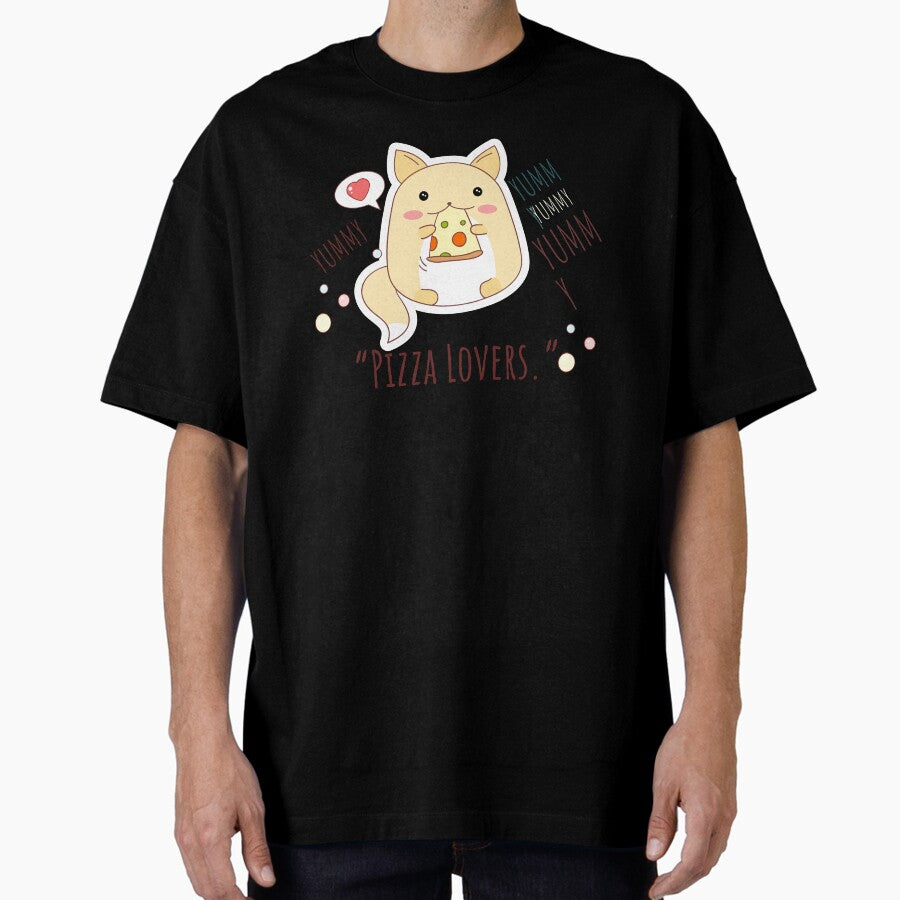 PIZZA LOVERS, Cute Hamster Eating A Slice Of Pizza Oversized T-Shirt