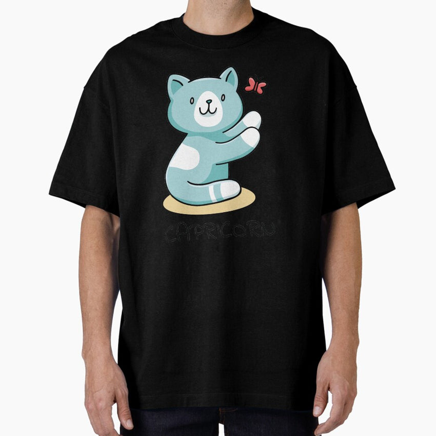 Capricorn Zodiac Horoscope Astrology Cat Gift Idea Oversized T-Shirt