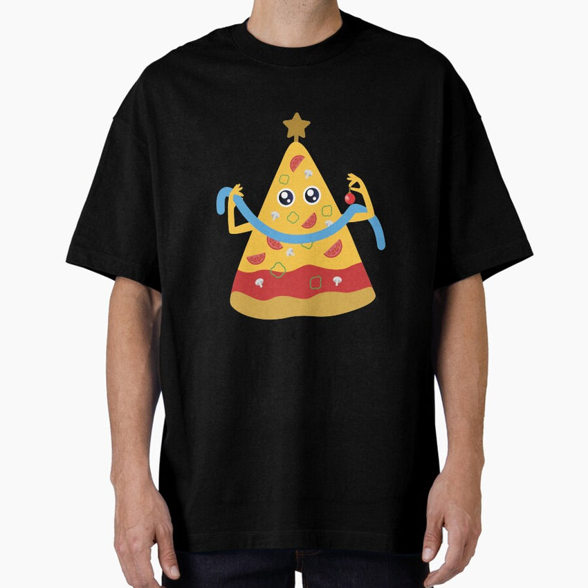 pizza christmas tree Oversized T-Shirt