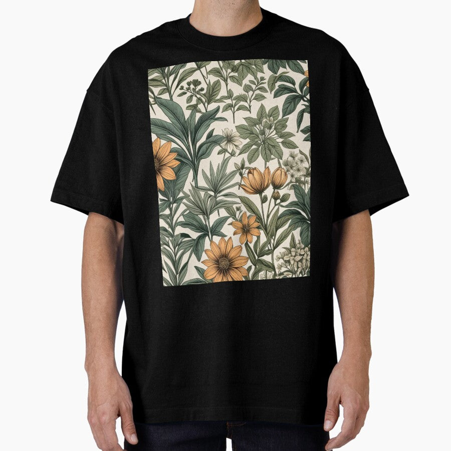 Vintage Classic Floral Pattern Oversized T-Shirt