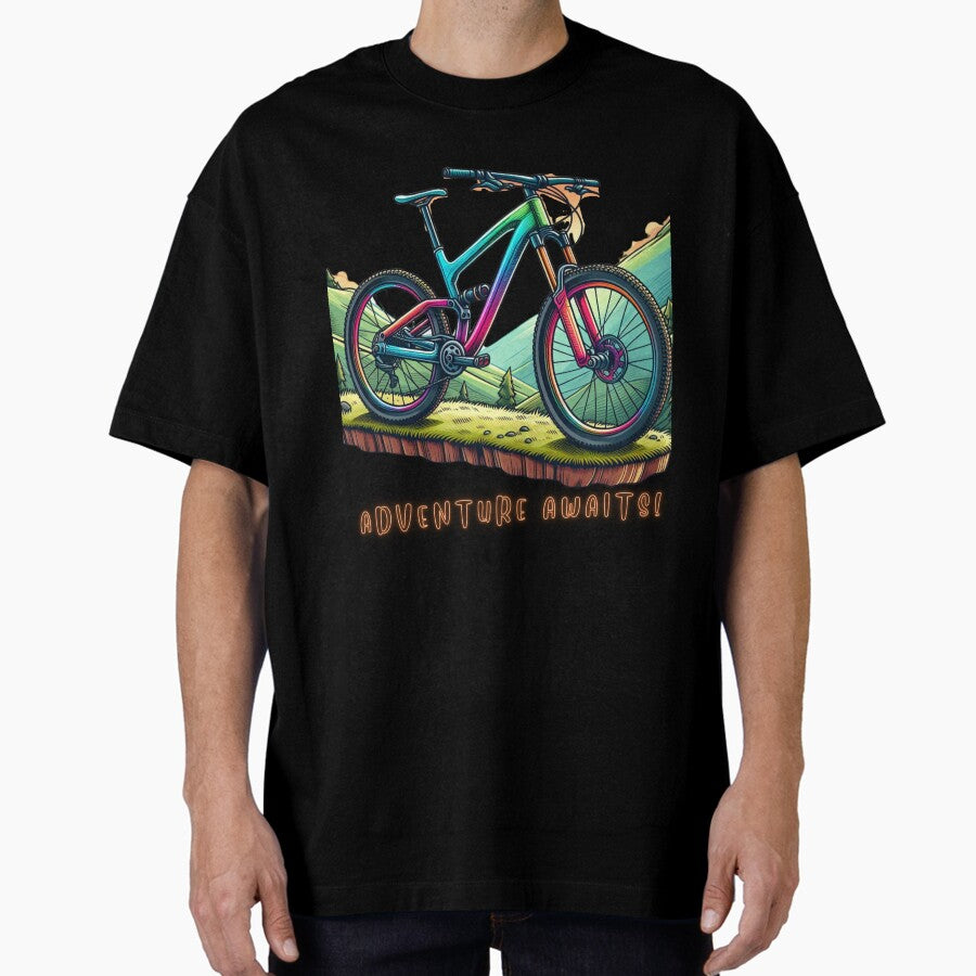 Adventure Awaits On A Mountain Bike Oversized T Shirt