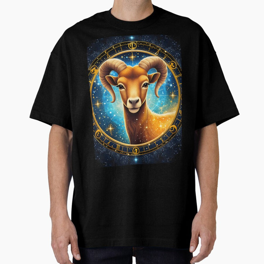 Aries Symbol & Zodiac Sign Oversized T-Shirt