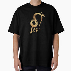 Leo – Bold Gold Zodiac Symbol Design Oversized T-Shirt