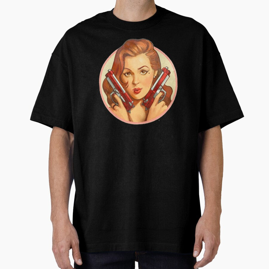 Charming Marietta With Dual Berettas Oversized T Shirt