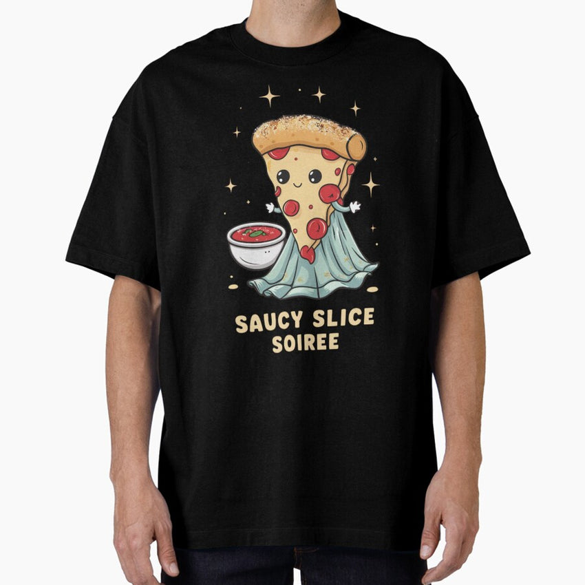 Saucy Slice Soiree - Kawaii Oversized T-Shirt