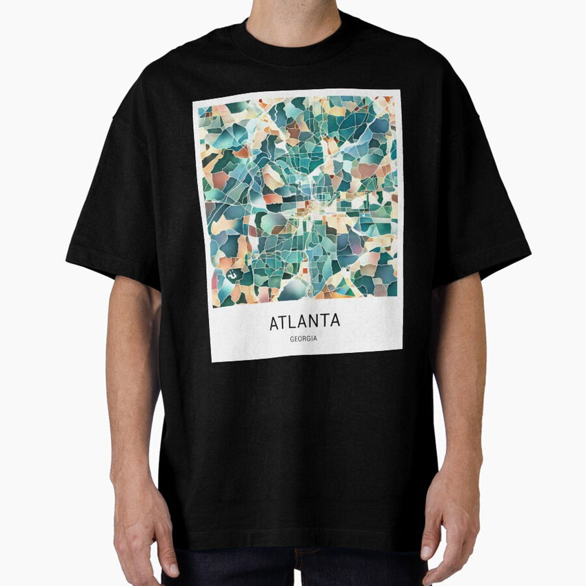Atlanta Georgia Named City Map - Lush Green Oversized T-Shirt