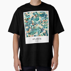 Atlanta Georgia Named City Map - Lush Green Oversized T-Shirt