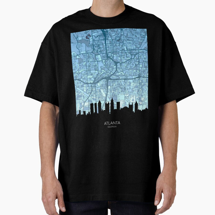 Atlanta Georgia Skyline Map Oversized T Shirt