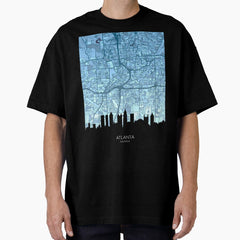 Atlanta Georgia Skyline Map Oversized T Shirt