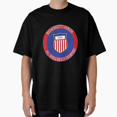 American Fourth of July Celebration. Funny Father's Day gift for Hockey Dads.1933 USA Hockey Champions Logo. Oversized T-Shirt
