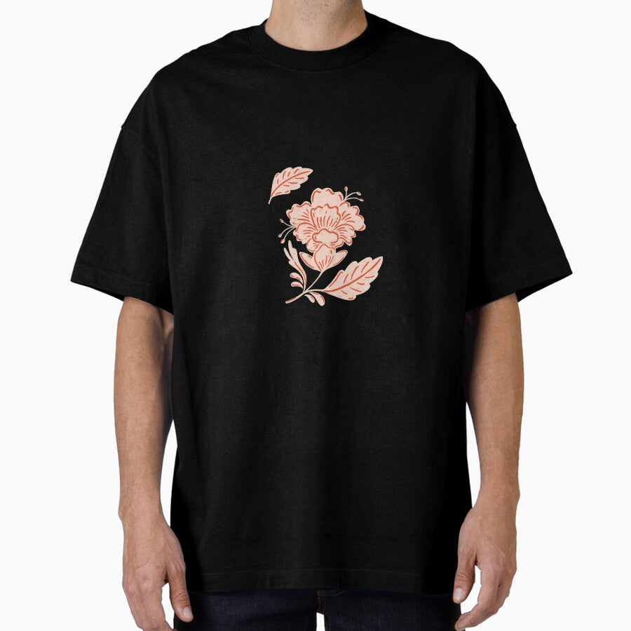 Simple, Sweet Blush & Red Pop Flower Oversized T-Shirt