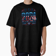American Flag USA 2024 Retro Pixel Style Oversized T-Shirt