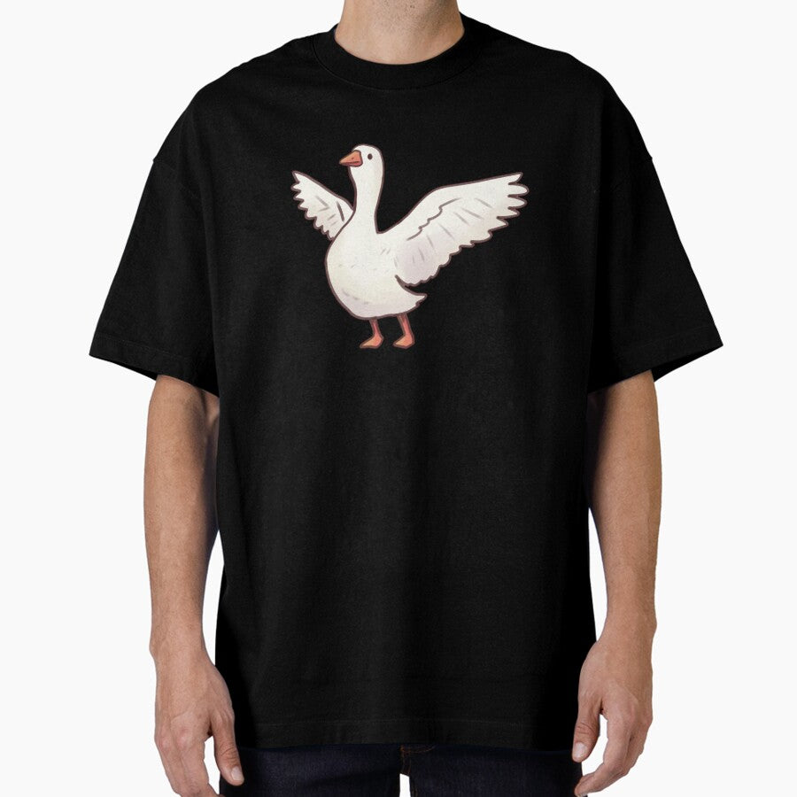 Cute Goose Drawing Oversized T Shirt