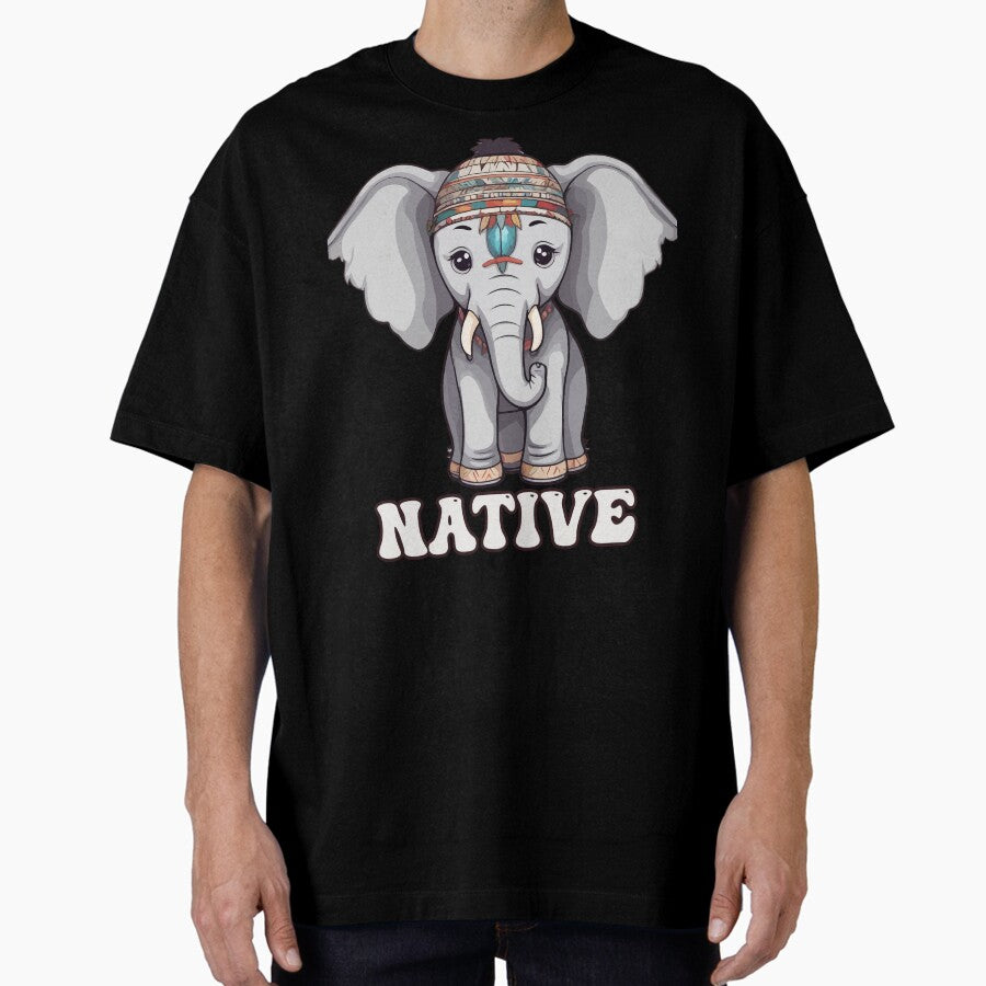 Native American Indigenous Elephant Oversized T-Shirt
