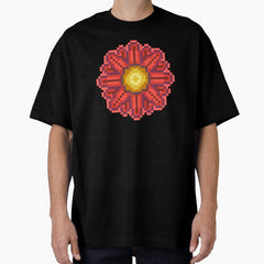 Red Spring Flower - Retro Pixel Art Oversized T-Shirt