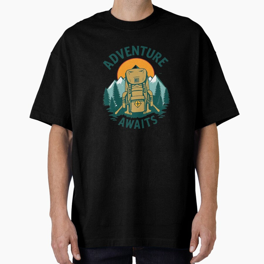 Adventure Awaits Outdoor Exploration Design Oversized T Shirt