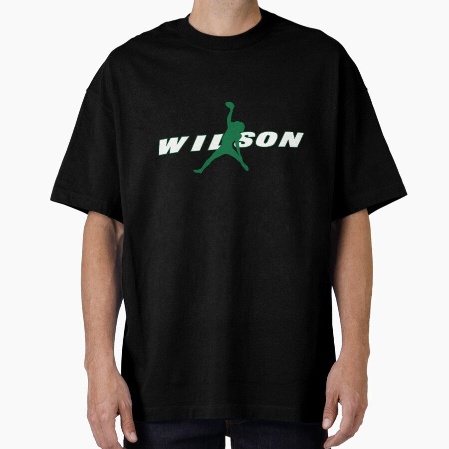 Jets Garrett Wilson Air Wilson Catch Name Black Oversized T-Shirt