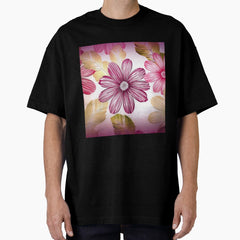 Digital retro flowers pattern Oversized T-Shirt