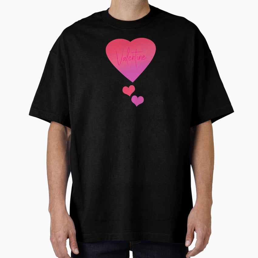 Valentine Pink and Purple Hearts Oversized T-Shirt