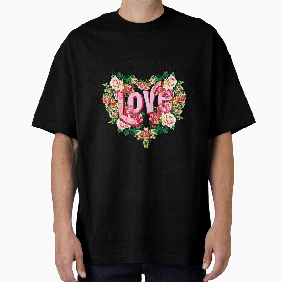 Flower, love, heart, vintage, retro, loves. Lover Oversized T-Shirt