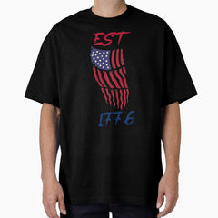 American patriot flag est 1776 heart Oversized T-Shirt