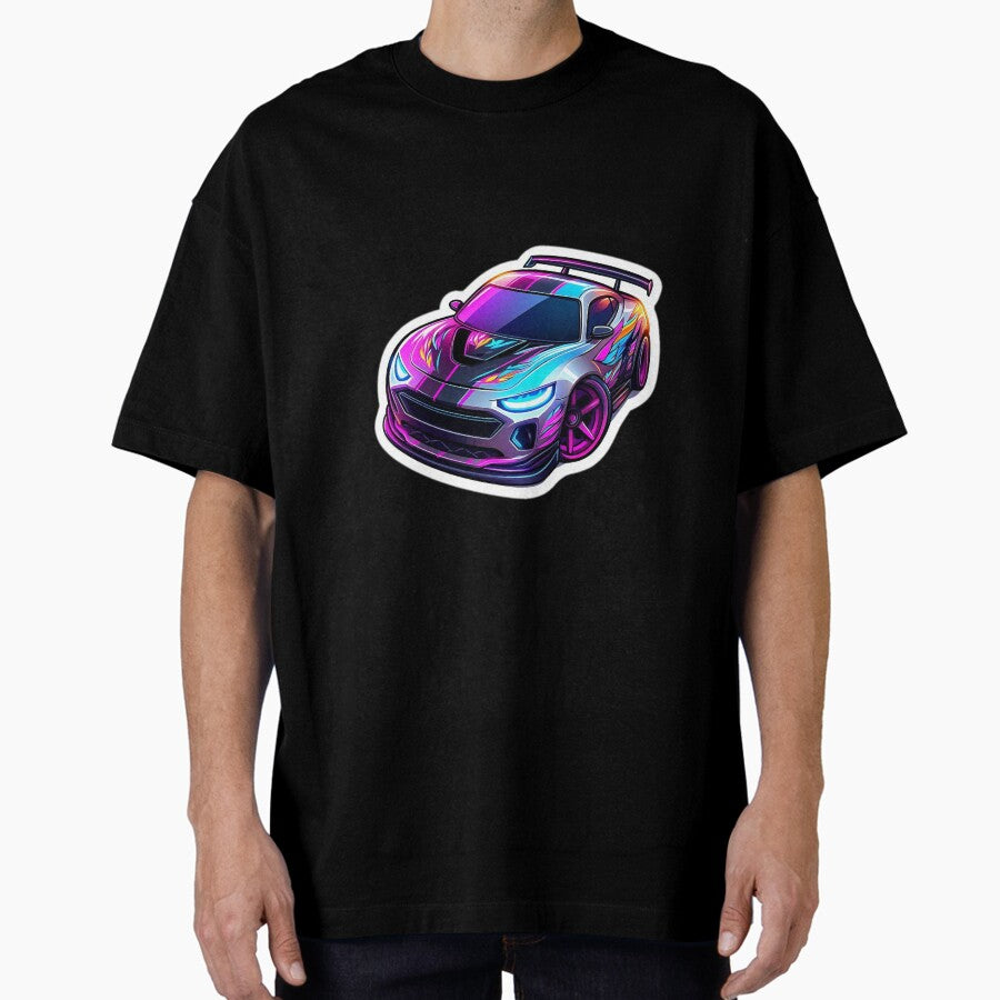 A neon-style sports car Oversized T-Shirt