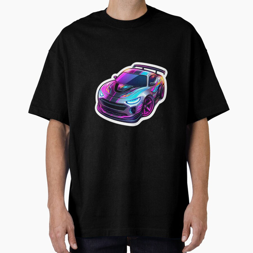 A neon-style sports car Oversized T-Shirt