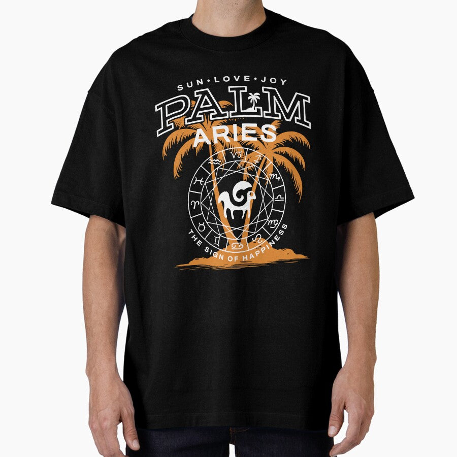 Aries Zodiac Sign Palm Oversized T Shirt