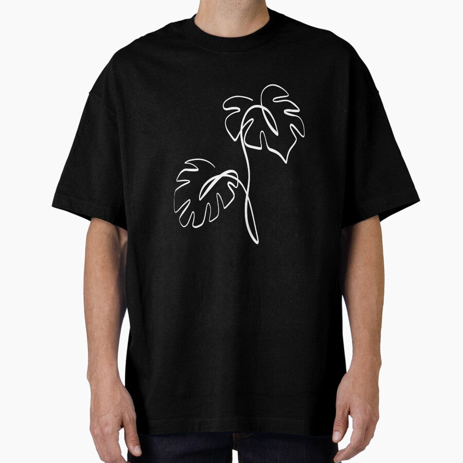 Monstera Line Art Plants Houseplants Plant Love Decoration Oversized T Shirt