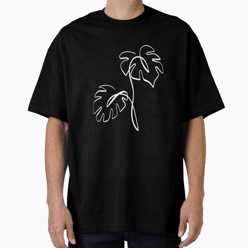 Monstera Line Art Plants Houseplants Plant Love Decoration Oversized T Shirt