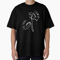 Monstera Line Art Plants Houseplants Plant Love Decoration Oversized T Shirt