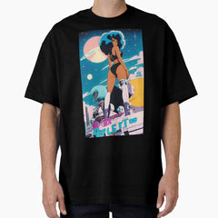 Ill Call U Back Black Anime Girls Oversized T Shirt