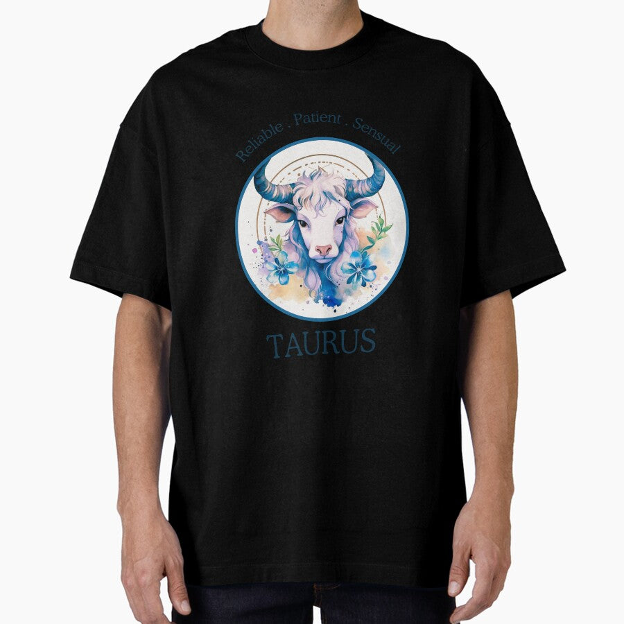 Taurus zodiac- Horescope/SunSign Theme on lavender back ground Oversized T-Shirt