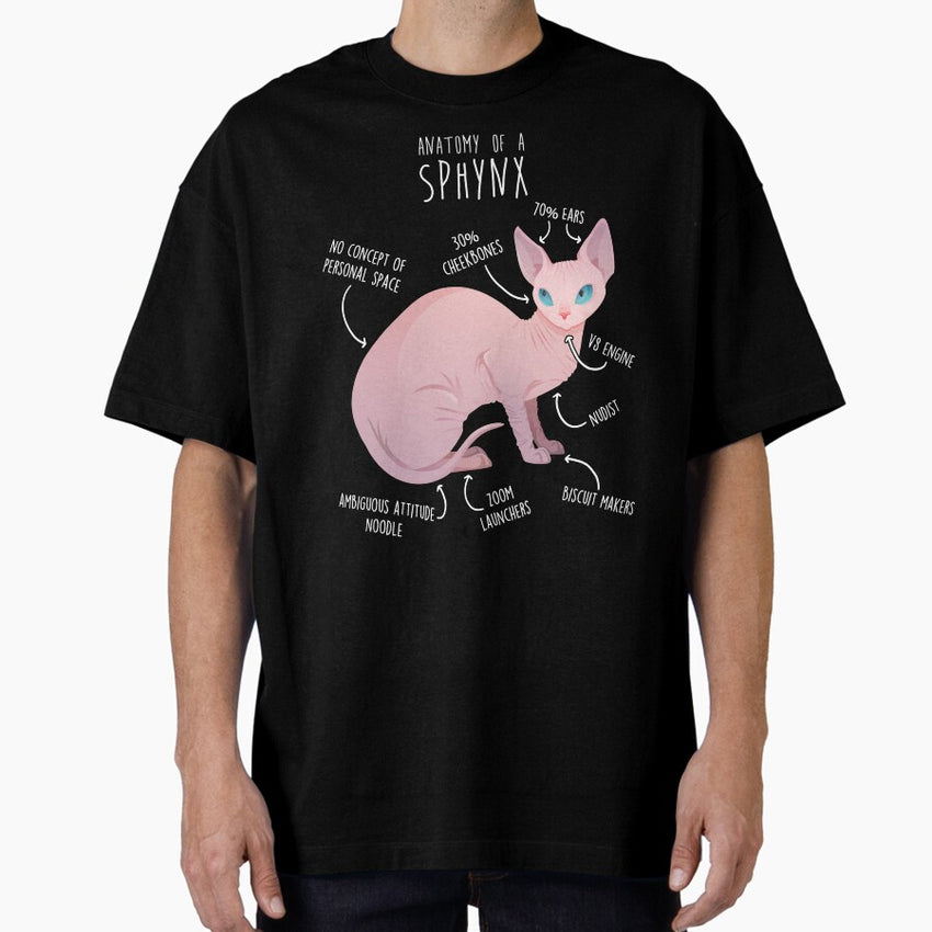 Sphynx Cat Anatomy Oversized T-Shirt