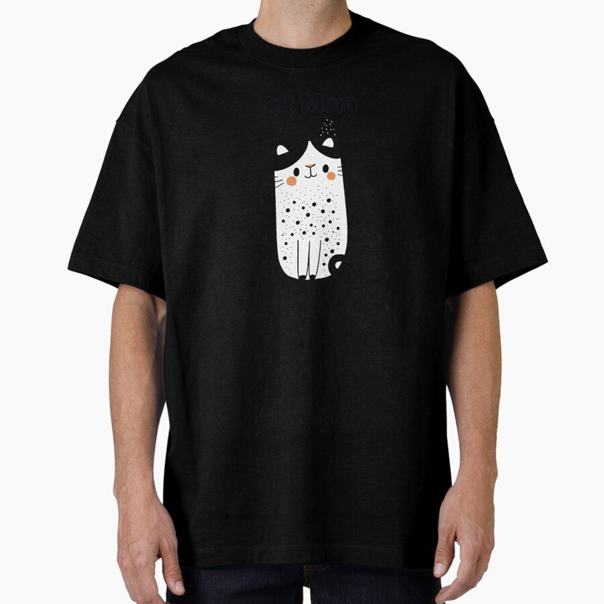 Cat Mom - Black & White Cat Oversized T-Shirt