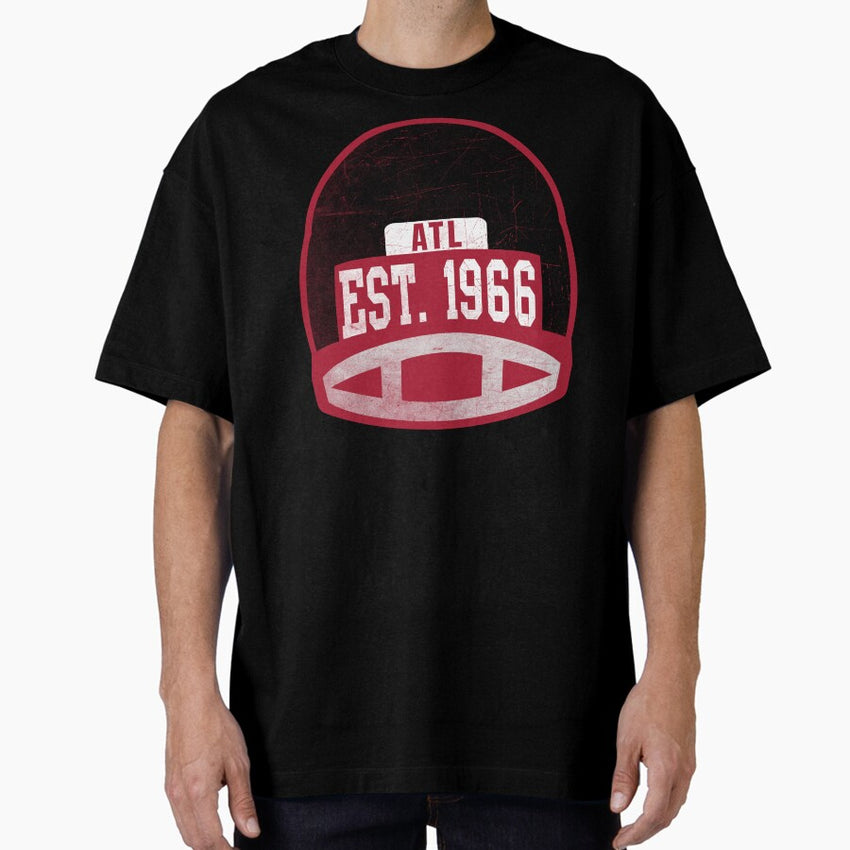 Atlanta Retro Throwback Football Helmet Oversized T-Shirt